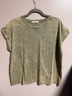 NIB Zenana Olive Short Sleeve Top | Soft Everyday Essential | Size S